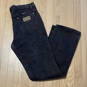 Vintage 1998–2006 Wrangler Jeans Mens 34x32 Black Denim Cowboy Cut Slim Non-flex